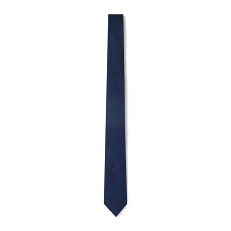Cravate fine texturée satin bleu marine