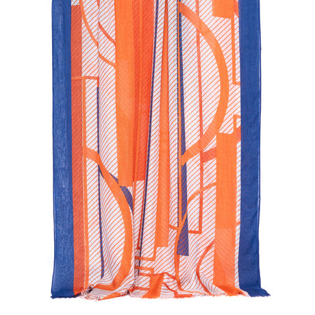 Foulard homme orange - motif art déco