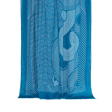 Foulard femme - paréo motif Tokyo - bleu