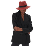 Fedora hat with chain detail - red