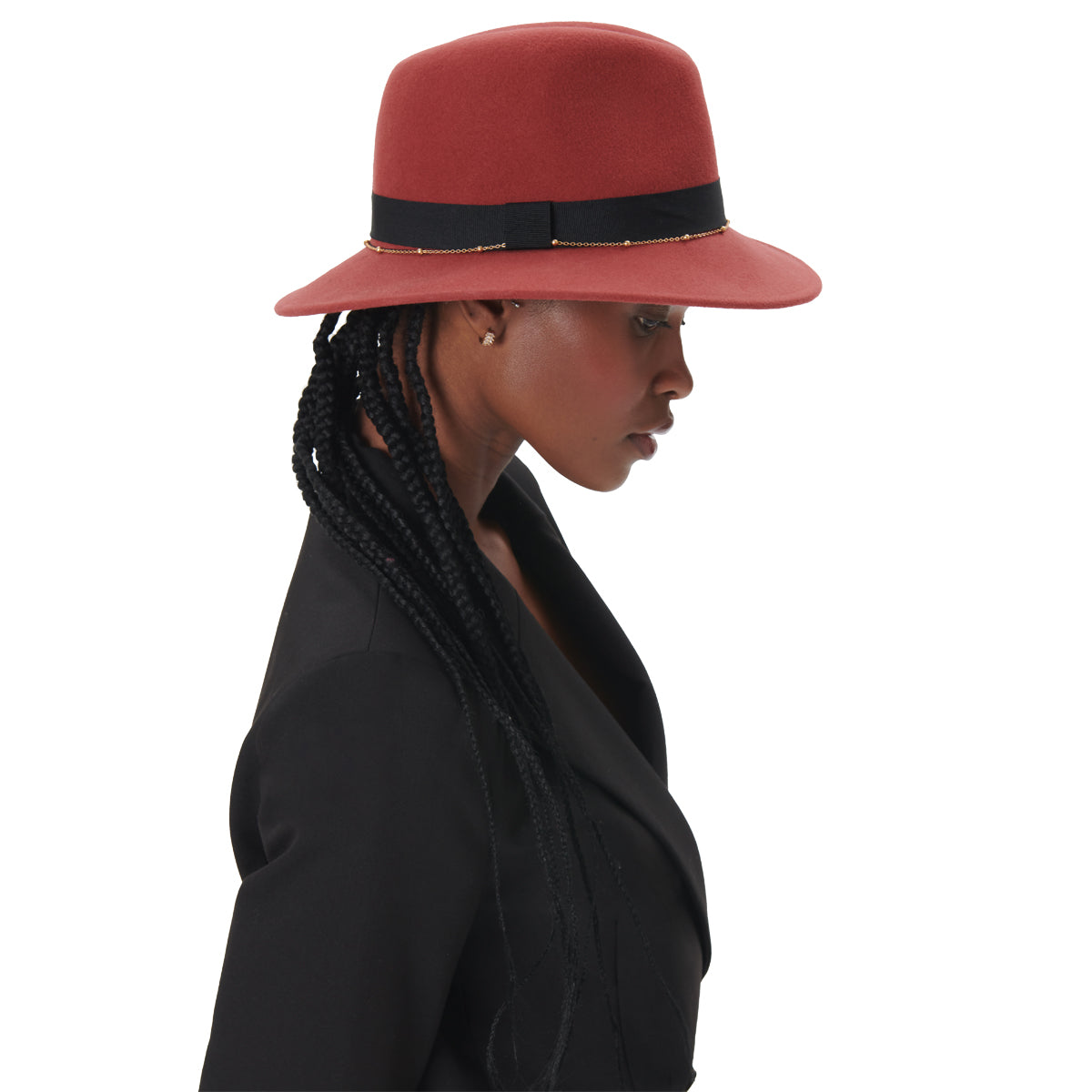 Sombrero Fedora con detalle de cadena - rojo
