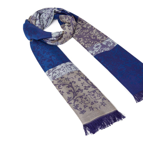 Etole jacquard motif floral bleu marine