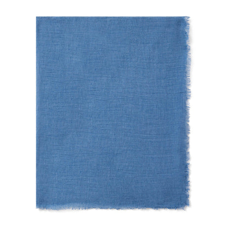 Foulard uni bleu à franges