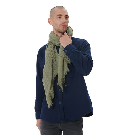 Plain khaki scarf with fringes