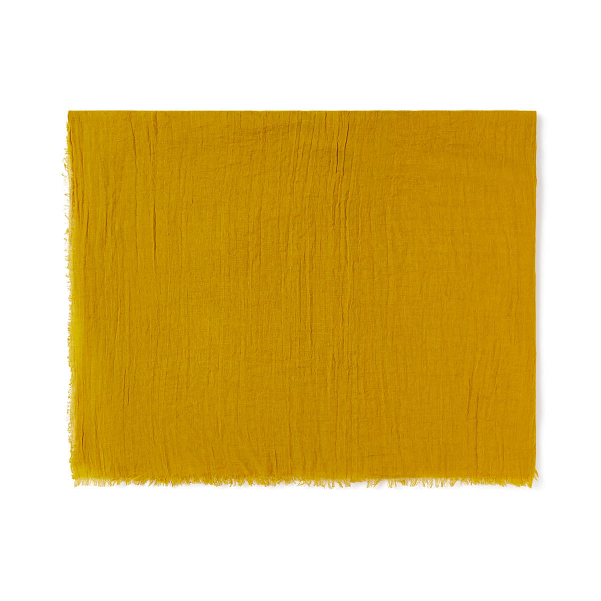 Foulard uni jaune moutarde à franges
