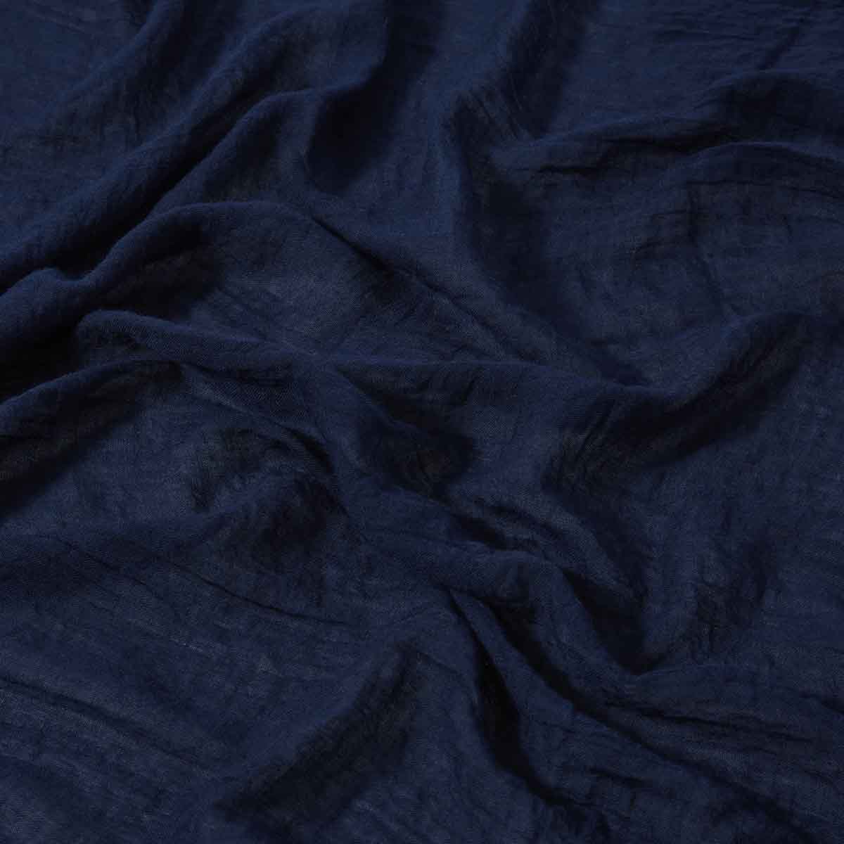 Foulard uni bleu nuit à franges