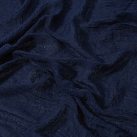 Foulard uni bleu nuit à franges