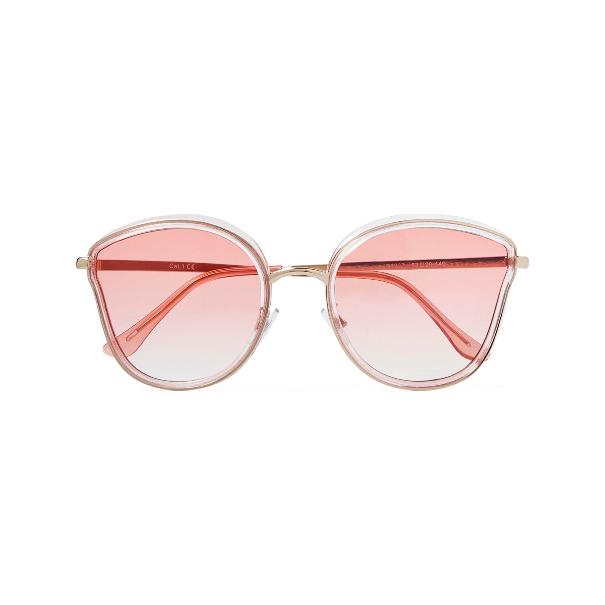 Gafas estilo ojo de gato con lentes rosas