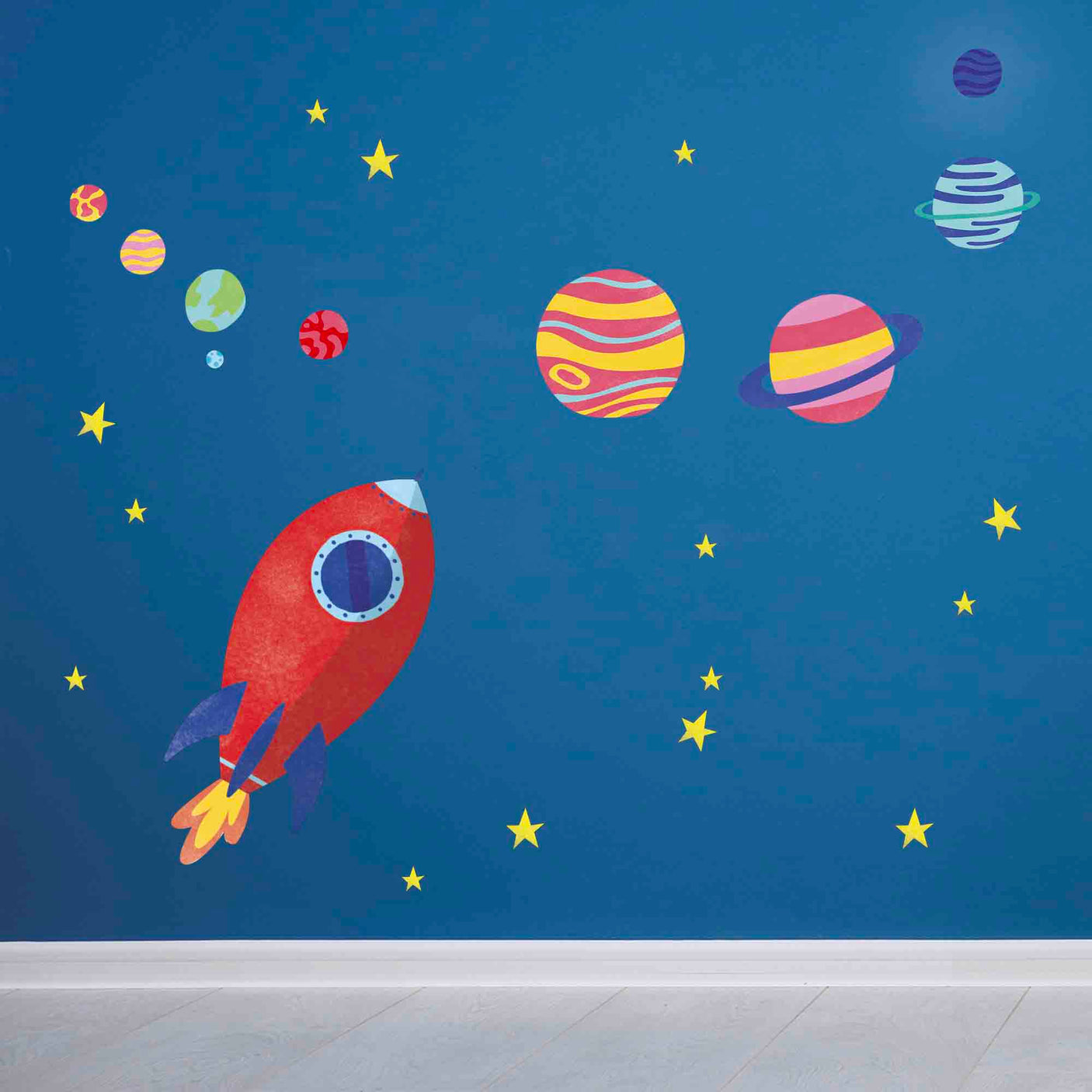 Wall sticker Rocket and planets