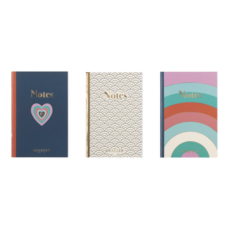 Set of 3 lined A6 notebooks - blue, ivory, pastel