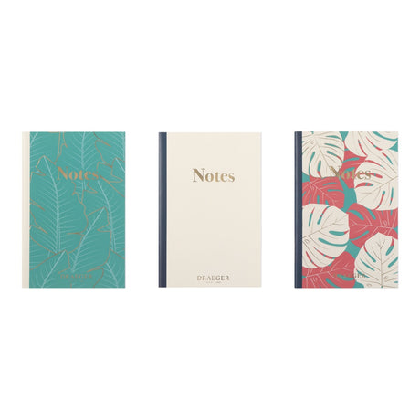 Set of 3 lined A6 notebooks - green, ivory, pink