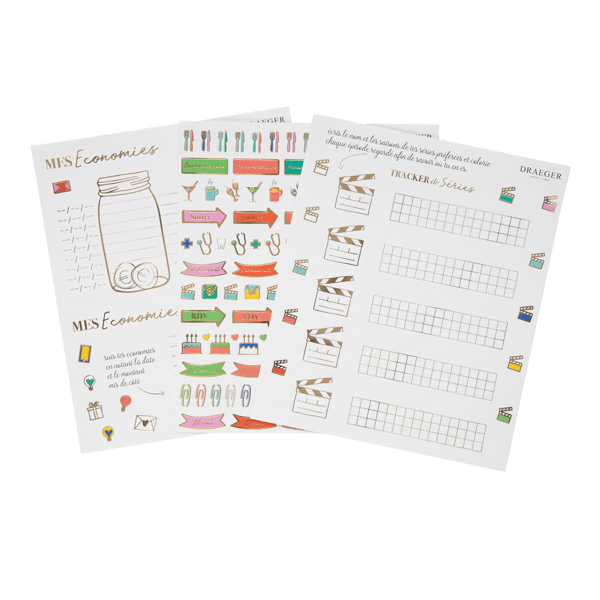Stickers et trackers organisation - 12 planches