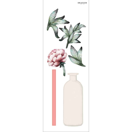 Sticker mural Vase et fleurs rose clair