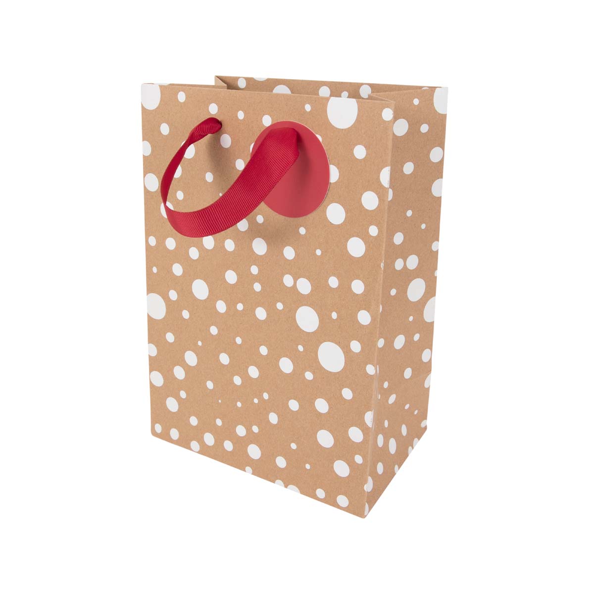 Kraft Christmas gift bag with white dots Small format