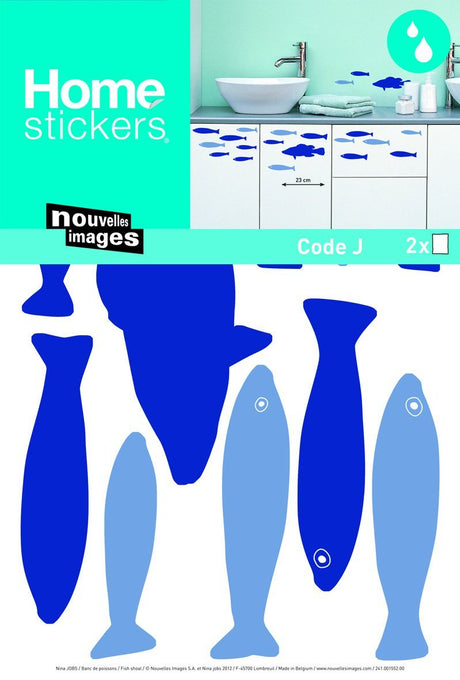 Sticker mural Banc de poissons bleus
