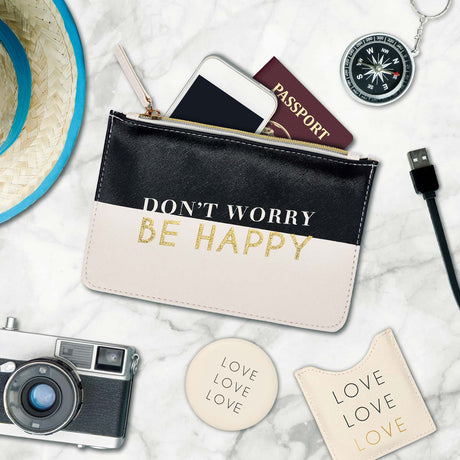 Don't worry be happy Pouch &amp; Mirror Set