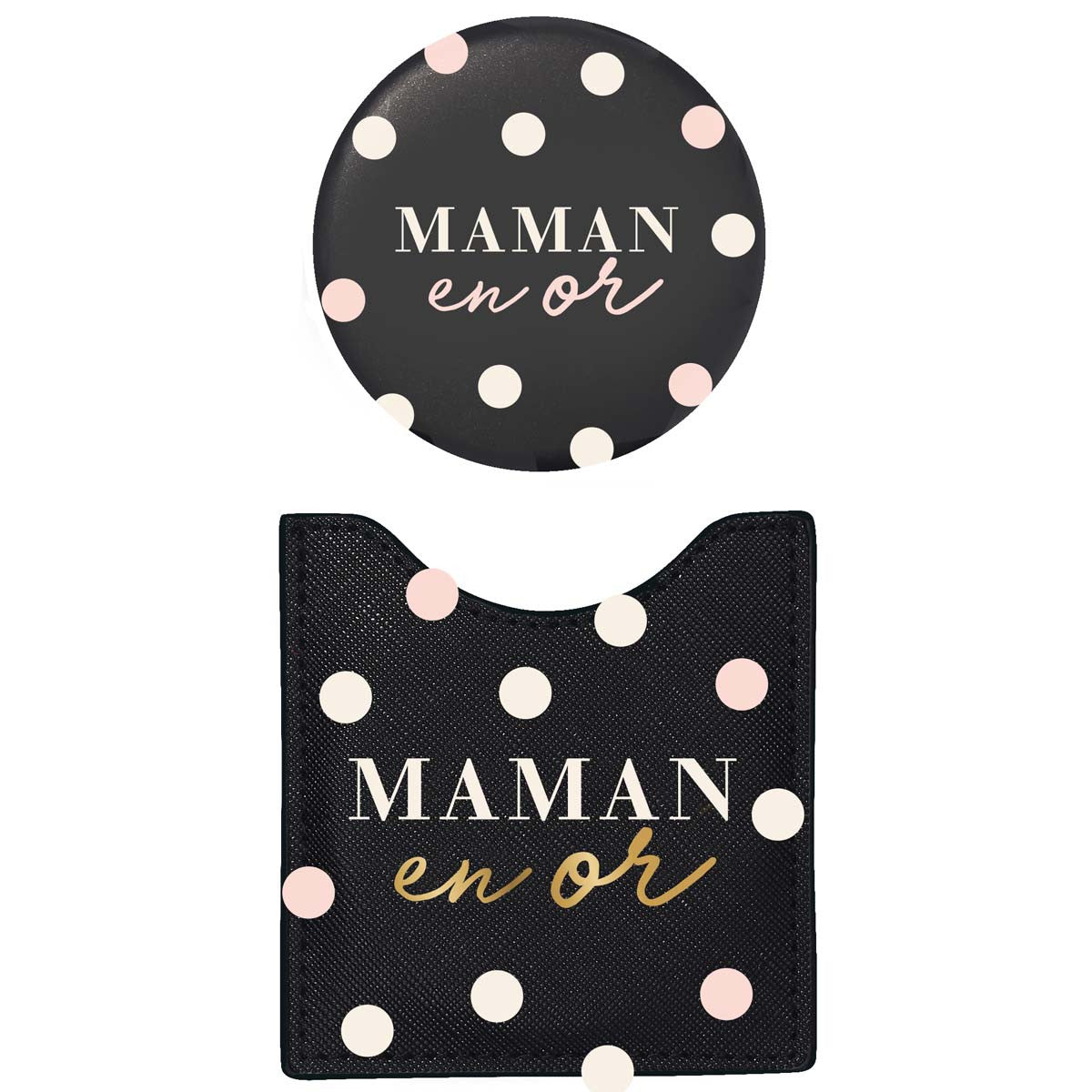 Mom's Pouch &amp; Mirror Set in Gold