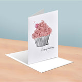 Carte anniversaire Cupcake et délices