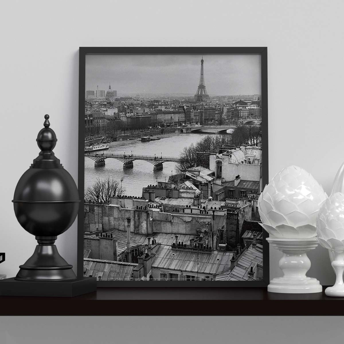 Black and white poster The Pont des Arts, Paris