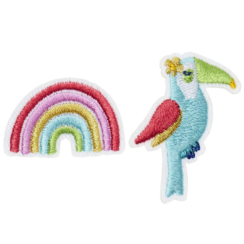 Toucan &amp; Rainbow embroidered brooch
