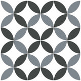 Stickers carrelage 15x15 cm Rosaces grises et noires