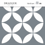 Stickers carrelage 15x15 cm Rosaces blanches et grises