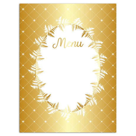 Set of 4 paper menu cards - Christmas tree motifs - White and gold hot-stamped finishes - New Year's Eve special
