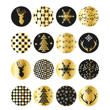 Stickers pastilles cadeaux noir et or