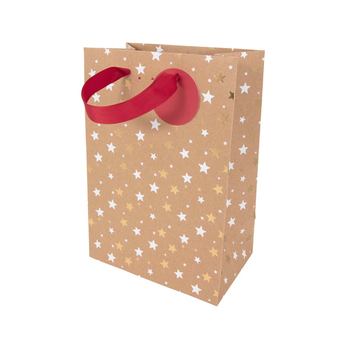 Christmas gift bag kraft gold stars Small format