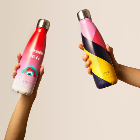 Stainless steel bottle - yellow pink black