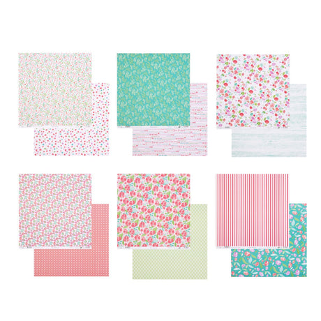 Set of printed papers Floral patterns x6