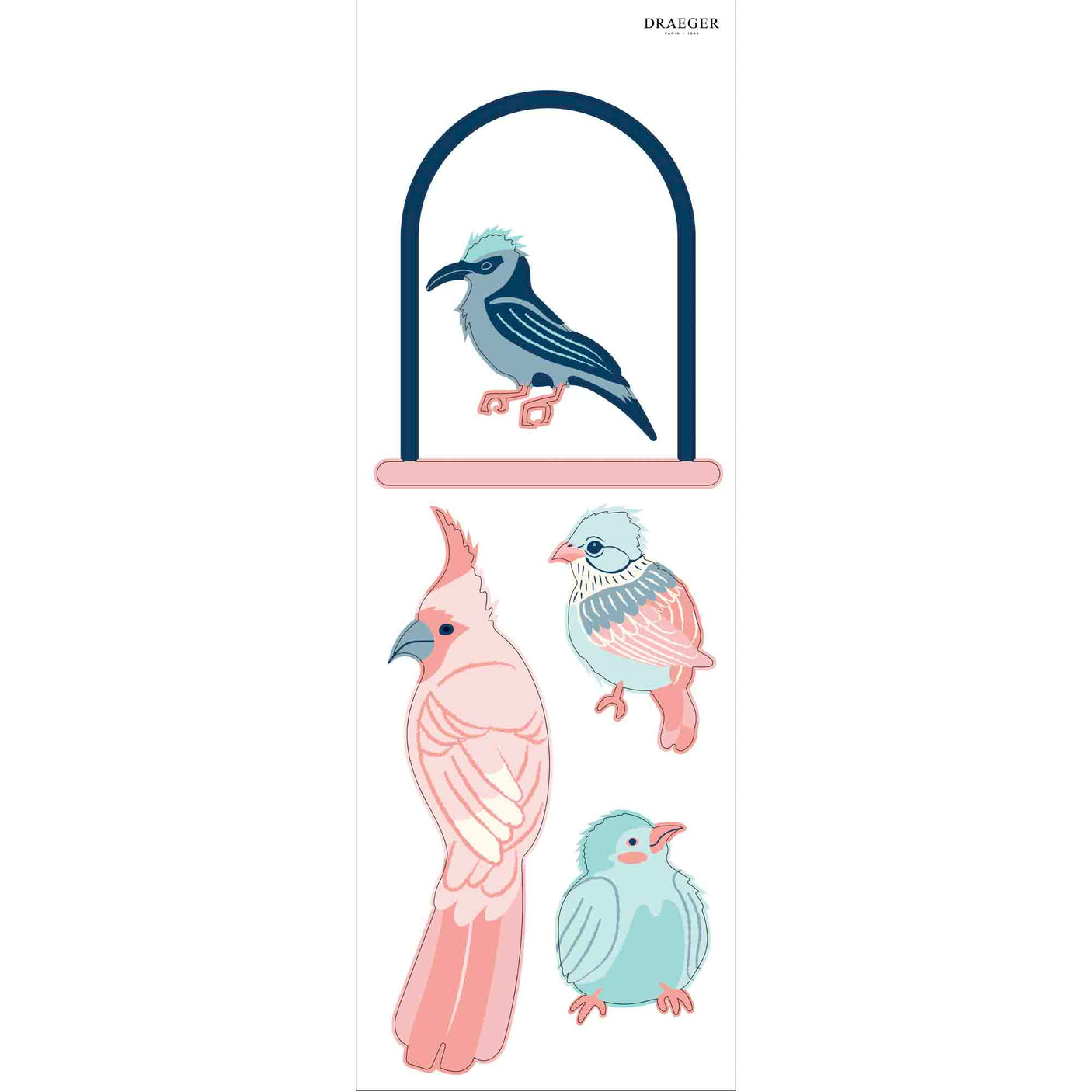 Sticker mural Oiseaux roses et bleus